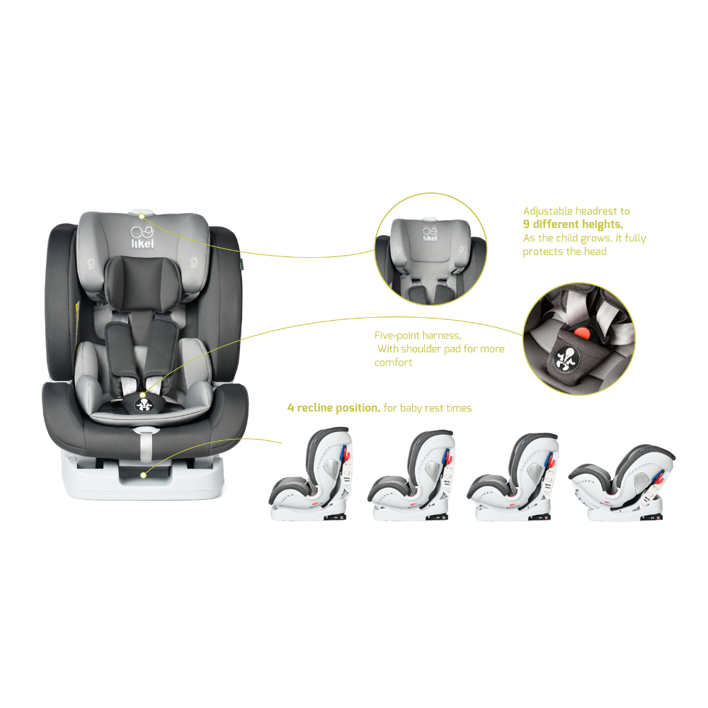 Up Go All In One Isofit Car Seat Black Jikel Baby